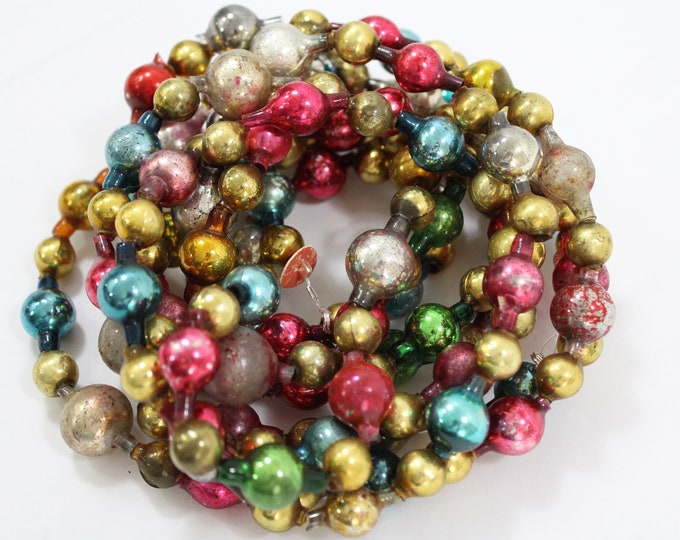 Antique Christmas Garland, 1920's40's Glass Garland, Gold Ball