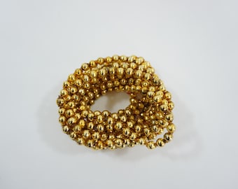 Guirnalda navideña vintage, guirnalda de vidrio antigua, guirnalda de vidrio dorado, cuentas de vidrio ensartadas de los años 50, decoración navideña dorada, 3 m de largo, talla S76, envío gratis a EE. UU.