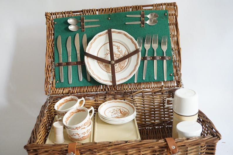 Optima Picnic Basket Picnic Basket for 4 English Made Picnic Etsy