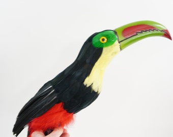 Artificial Bird, Feathered Bird, Toucan Bird 21" H, Large Tropical Bird, Bird for Wreaths Table Decor Floral Arrangements, Free USA Ship