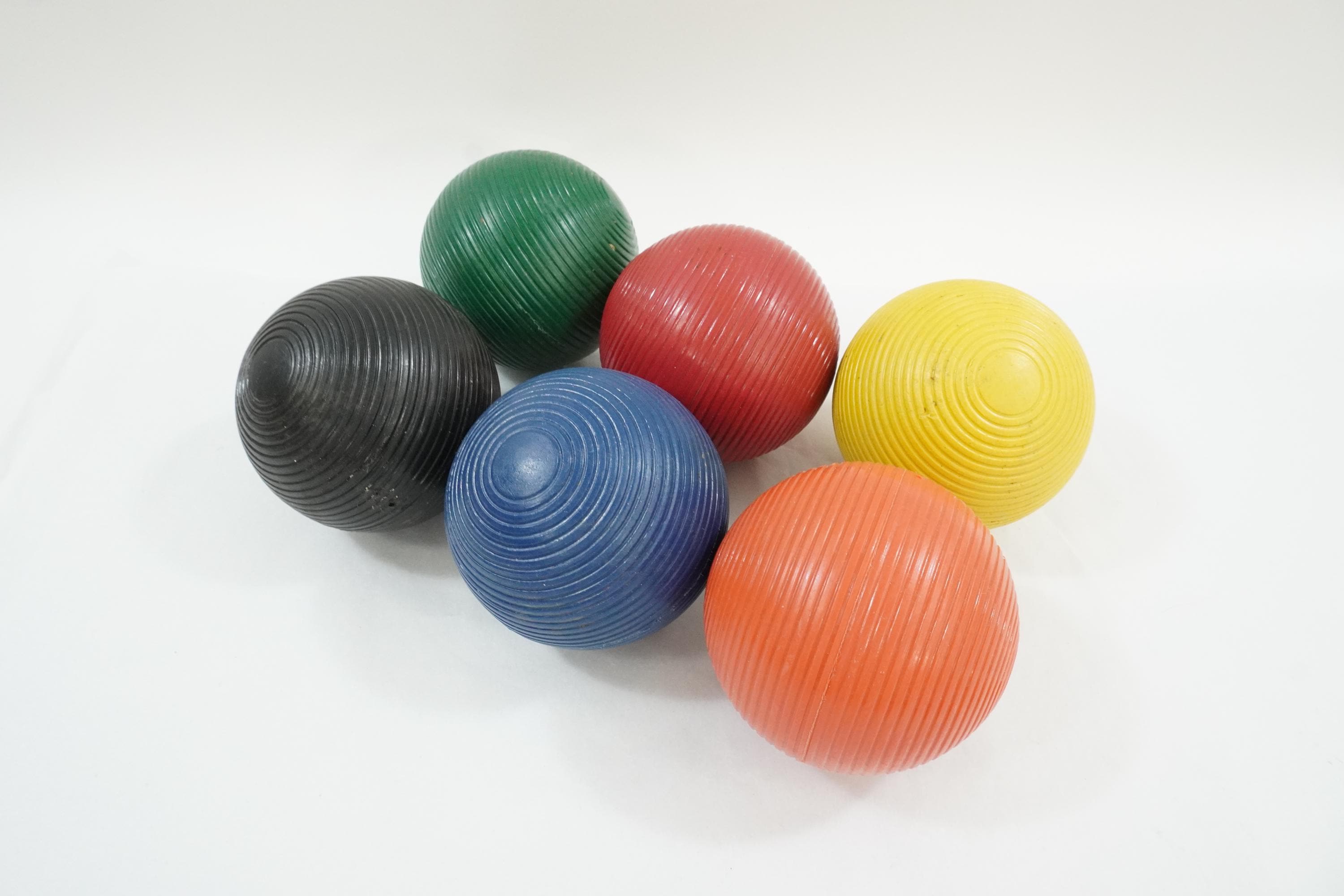 Lot De 6 Boules De Croquet Vintage Rayées Sportcraft – Occasion En Bon état