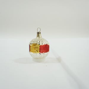 Vintage Christmas Ornament, Old Glass Christmas Ornament, Czechoslovakia Made, Geometric Ornament, 1980s, Lot P76, Free USA Ship
