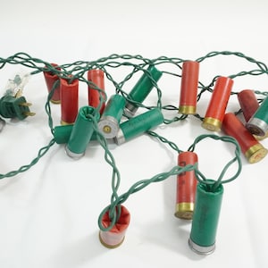 Christmas Lights, String Lights, Vintage String Lights Decorative Plastic Red and Green BB256, Cabin Woods Christmas Free USA Ship