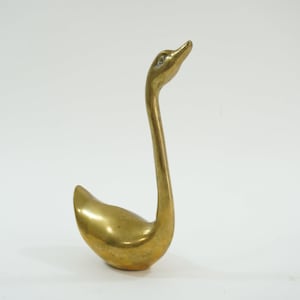 BRASS Sculpture, Standing Brass Bird, Brass Decor, Swan or Goose, Long Neck Bird, 8 3/4&quot; H  Brass Flora & Fauna, Free USA Ship