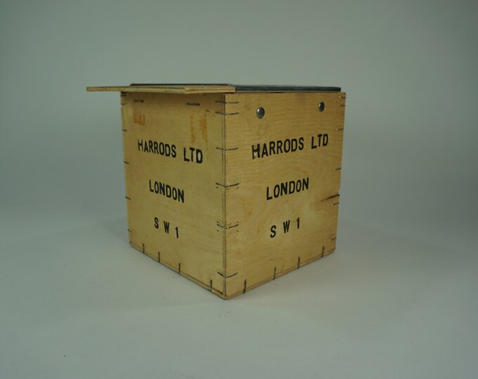 HARRODS LTD Wooden Tea Crate, Vintage Wood Box, Advertising Box