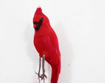 Artificial Bird, Feathered Bird, Cardinal, 6" H Red Feathered Bird, Rt Side Wreath Holiday Decorating Floral, Bird Cardinal FREE USA Ship