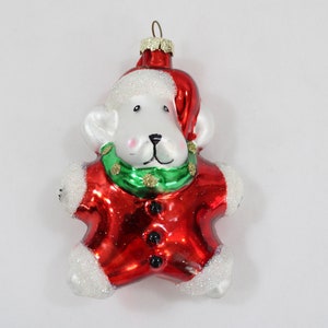 Vintage Christmas Ornament, Glass Dog Ornament, Gold Dog In Santa Suit, Animal Ornament, Dog Tree Ornament Lot C01, Free USA Ship