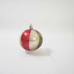 Vintage Christmas Ornament, Mercury Glass Ornament, POLAND Mid Century Christmas Tree Ball, Vertical Striped Ball Lot P54 FREE USA Ship