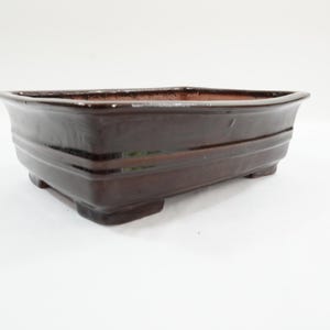 BONSAI Planter, Bonsai Pottery, Earthenware Maroon Shiny Glaze Bonsai Plant Container, Vintage Planter, Greenhouse Supplies #2 Free USA Ship