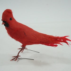 Kunstvogel, gefiederter Vogel, Filz- und Federvogel, Kranz, Blumenschmuck, Vogelkäfigvogel, falscher Vogel, Lot H80 Cardinal Red Free USA Ship