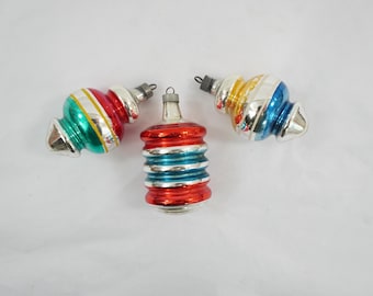 ヴィンテージクリスマスプラスチックオーナメント、ストライプボール