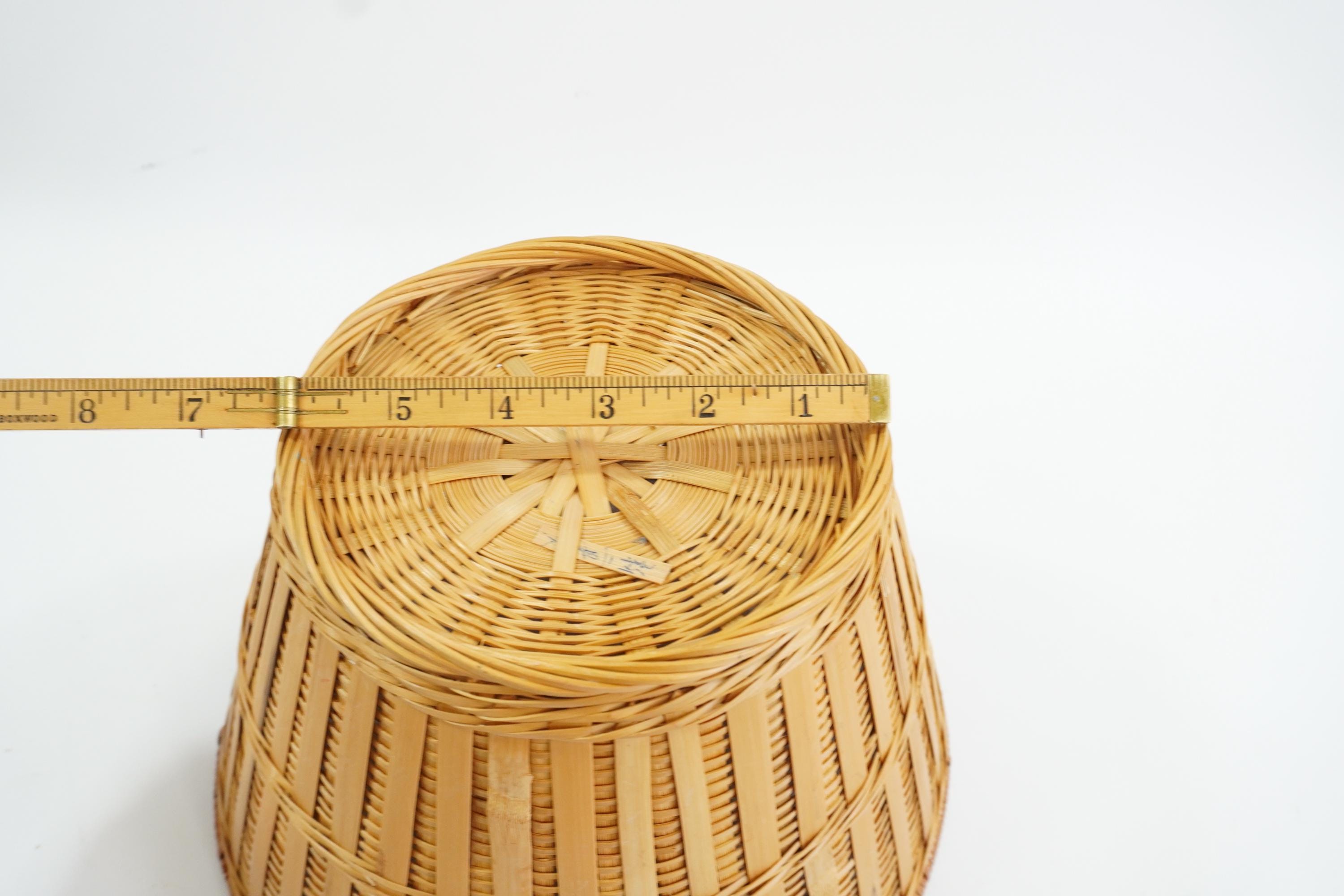 ヴィンテージ竹製バスケット、竹、シダバスケット、編み込みバスケット