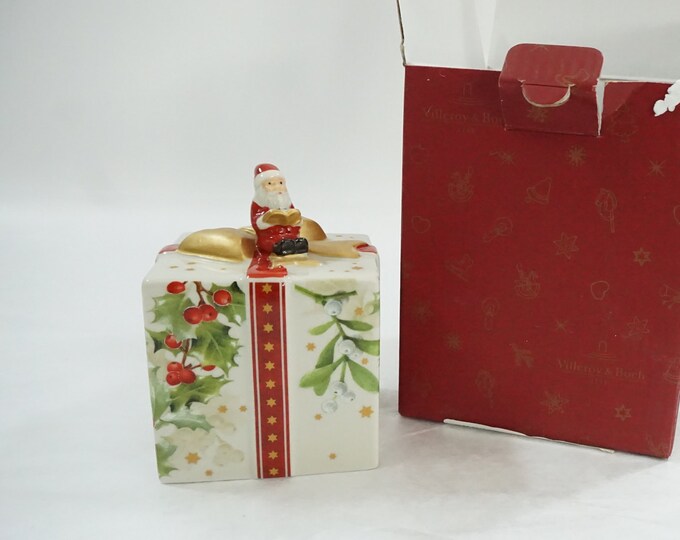 Villeroy & Boch Porcelain Music Box, Porcelain Gift Box With Santa