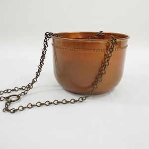 Copper Planter, Round Copper Pot, Cache Planter, Hanging Copper Planter, Vintage Copper, Copper Flower Pots, 5 1/8&quot; Diameter FREE USA Ship