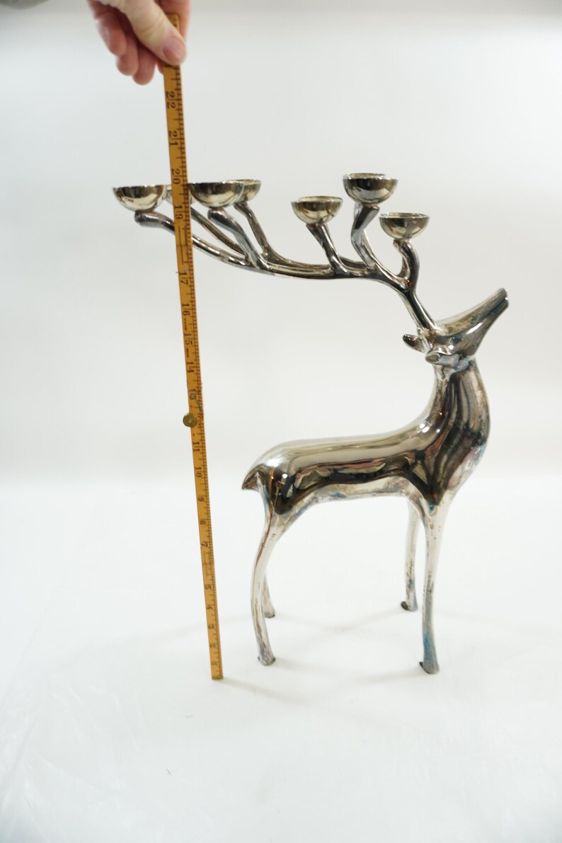 Vintage Pottery Barn Silverplate Deer Candle Holder, Large Deer