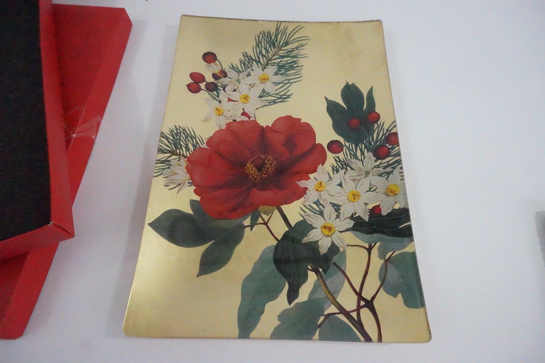 Fringe Studio Glass Tray Floral Glass Plate Red Peony Etsy