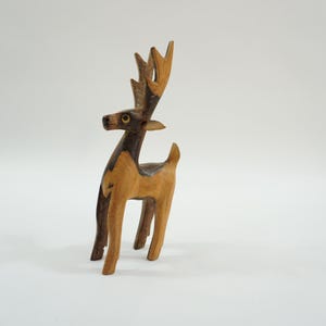 Danish Wood Deer, Modern Mid Century Wood Deer, Antler Deer, Standing Deer, Vintage Christmas Decor, Christmas Deer, RB269 Free USA Ship