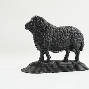 EMIG Cast Metal Door Holder, Door Stop, Black Metal Sheep Doorstop, Farm Country Home Decor, MCM Cast Metal, Cottagecore Free USA Ship