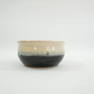 Plant Holder, Black and White Earthenware Bowl, Hand Made Pottery, Vintage Glazed Bowl, Planter, Vase, Free USA Ship