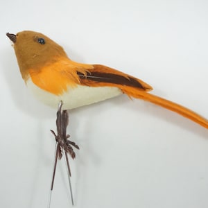 Künstlicher Vogel, beflockter und gefiederter Vogel, orange brauner Vogelkranz Blumenzubehör, unechter Vogel kleiner gefiederter Vogel Lot 201 Kostenloser Versand aus den USA