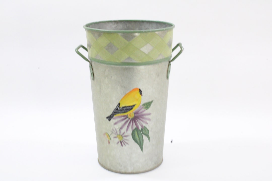 Lenox Flower Bucket Metal Bucket Hand Painted Galvanized Etsy
