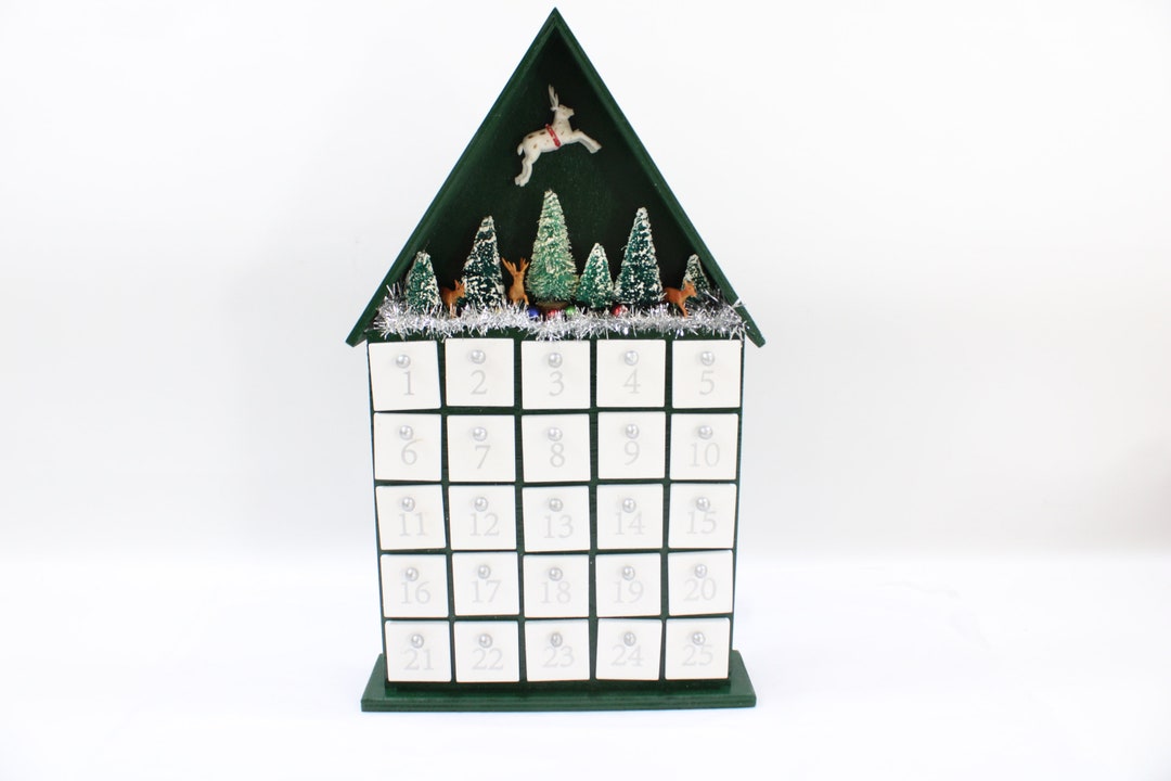 Wood Advent Calendar, Free Standing Advent Calendar Small Toy