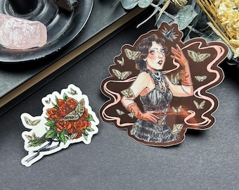 Dark Cabaret Witch Stickers / vinyl sticker duo / modern witches