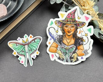 Stained Glass Witch Stickers / vinyl sticker duo / modern witches