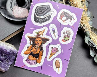 Ice Cream Witch Sticker Sheet / vinyl sticker sheet / modern witches