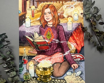 The Witch / Willow / Signed Print Original Watercolor / Galentine’s Challenge