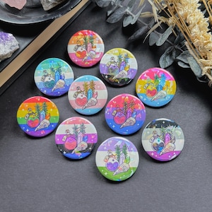 Bouton holographique drapeau Witchy Pride / 37 mm / 1,46 pouces / épingle pour bouton Fierté