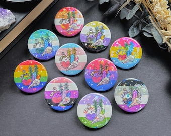 Witchy Pride Flag Holo Button / 37mm / 1.46 inches / Pride Button Pin
