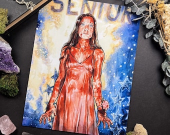 Carrie / Signierter Druck Original Aquarell / Screme Queen Series