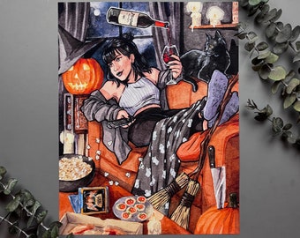 Witchtober Witch / “Pumpkin Witch&quot; / Signed Print Original Watercolor