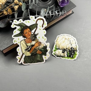 Shepherdess Witch Stickers / vinyl sticker duo / modern witches