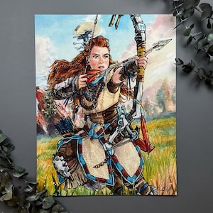 The Huntress / Aloy / Signed Print Original Watercolor / Galentine’s Series