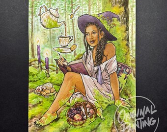 Original Painting / Moss Witch / Witchtober Series