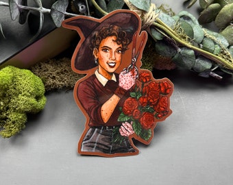 Pegatina de bruja podadora de rosas / Pegatina de vinilo / Pegatina de bruja moderna