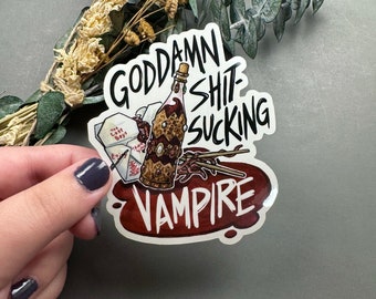 G*ddamn Sh*t-sucking Vampire / Lost Boys-sticker / Vinyl Horror-sticker