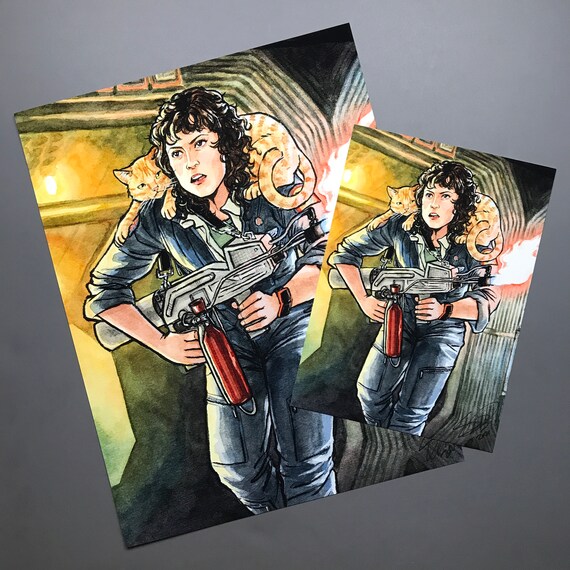 Ripley / Alien / Signed Print Original Watercolor / Final Girls