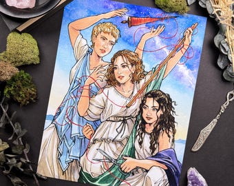 The Fates / Witchtober Witch / Signed Print Original Watercolor