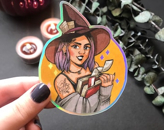 Librarian Witch Sticker / holo sticker / modern witches