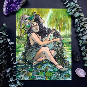 Witchtober Witch / "Swamp Witch" / Signed Print Original Watercolor