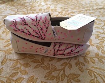 Custom CHERRY BLOSSOM Handpainted TOMS flowers tree petals branch toms