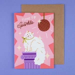Time to Sparkle Party Cat, carte d'anniversaire A6
