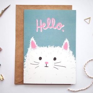 Grußkarte mit Katzenmotiv "Hello" A5