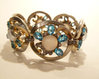 Vtg grueso MAZER Sterling Moonstone & brazalete