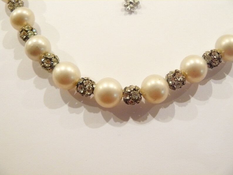 Stunning Vintage Vendome Faux & Rhinestone Balls Necklace image 1