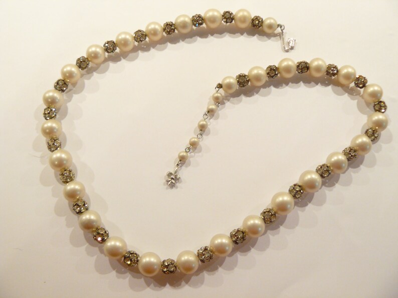 Stunning Vintage Vendome Faux & Rhinestone Balls Necklace image 2