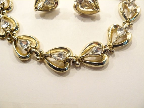 Beautiful Vintage Rhinestone Necklace and Earring… - image 2